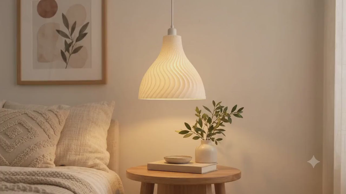 Wavy Pendant Lampshade | Modern Ribbed Ceiling Light Shade | Sculptural Hanging Lamp | Minimalist Home Decor