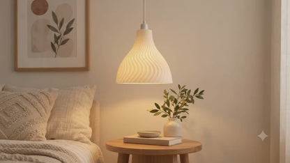Wavy Pendant Lampshade | Modern Ribbed Ceiling Light Shade | Sculptural Hanging Lamp | Minimalist Home Decor