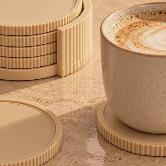 Coaster Set with Holder | Modern Drink Coasters | Coffee Table Decor | Housewarming and Christmas Gift
