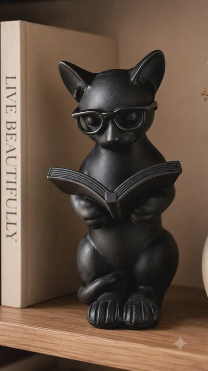 Book Lover Gift -  Library Decor | Cat Lover Home Decor