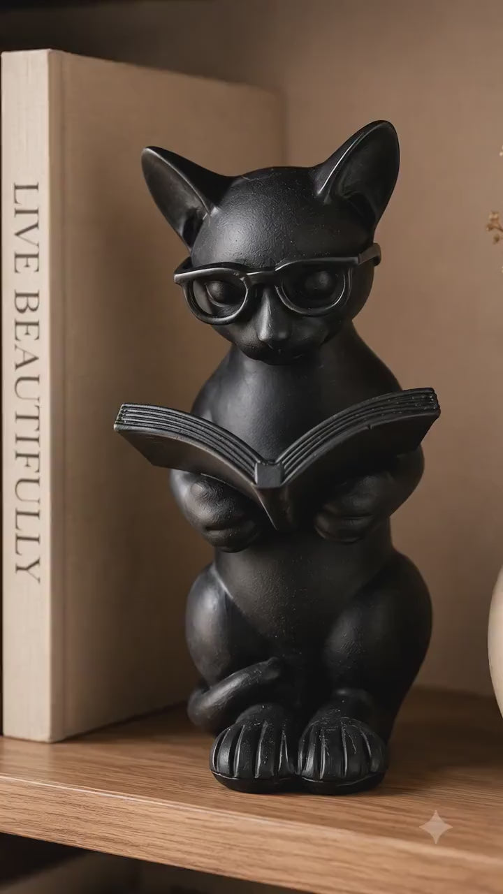 Book Lover Gift -  Library Decor | Cat Lover Home Decor