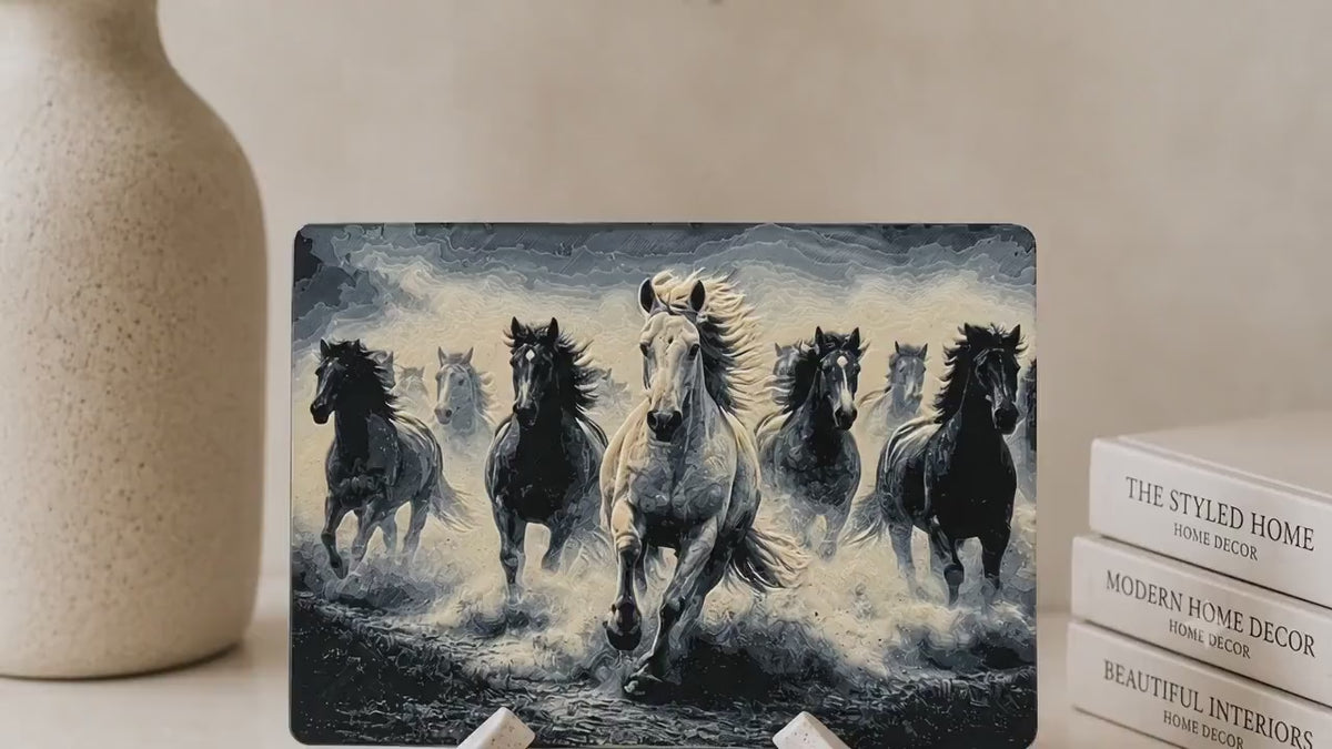 Running Horses Plaque | Horse Wall & Shelf Decor | Equestrian Home Decor | Horse Lover Gift |  Decorative Art Tile