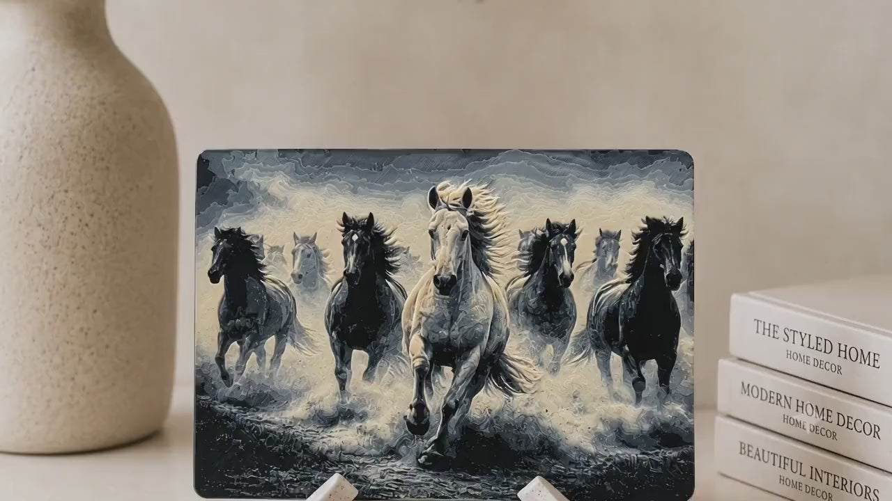 Running Horses Plaque | Horse Wall & Shelf Decor | Equestrian Home Decor | Horse Lover Gift |  Decorative Art Tile