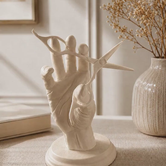 Hairdresser Hand Statue | Scissors Sculpture | Hairstylist Salon Decor | Barber Ornament | Salon Shelf Decor Gift