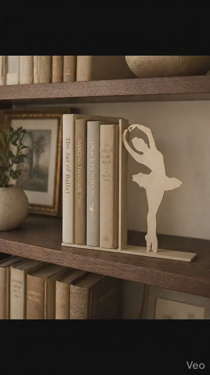 Ballerina Bookend | Elegant Ballet Dancer Shelf Decor | Book Lover Gift | Ballet Room Bookshelf Decor
