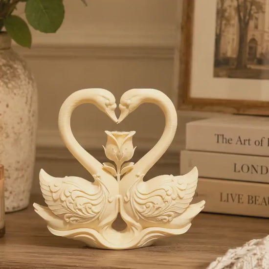 Swan Love Statue | Romantic Swan Figurine | Elegant Home Decor | Wedding Gift | Shelf & Table Ornament